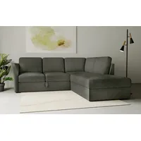 Ecksofa HOME AFFAIRE "Lavars, L-Form, Schlafsofa" Sofas Gr. B/H/T: 241cm x 90cm x 226cm, Webstoff, Ottomane rechts, grün (khaki) mit Bettfunktion und Stauraum, in zwei verschiedenen Bezugsqualitäten