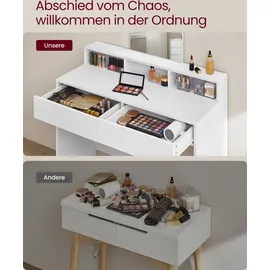 VASAGLE Schminktisch mit Spiegel Modern 40 cm x 100 cm x 140 cm Weiß