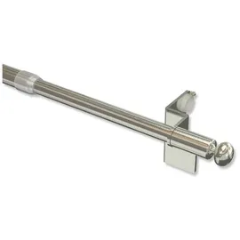 Interdeco Klemmstange ausdrehbar, Scheibenstange 10/8 mm aus Metall, ohne Bohren, Edelstahl-Optik, für Scheibengardinen und Kurzgardinen, Typ 2010052, 50-80 cm