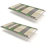 FixSTAR 7-Zonen Lattenrost 2er Set - 80x200 - Starr - Auch für Bettgröße 160x200 - Klappbar fertig montiert - 28 Birke Federleisten - Härtegradverstellung - Bettrost Für alle Matratzen - Vormontiert