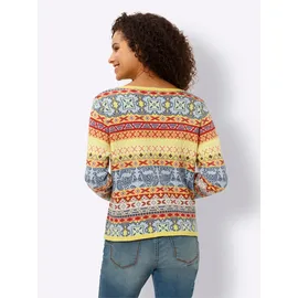 Heine Strickjacke in Limone-Eisblau-gemustert 38