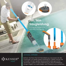 Kesser KESSER® Poolsauger mit Akku elektrisch Pool Bodensauger Handsauger Poolreiniger mit Filter & 2-Geschwindigkeits-System Handsauger Reinigungsset kabellos, Inkl. Abdeckung