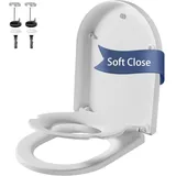 Toilettensitz Kinder WC Sitz mit Absenkautomatik D-Form Weiß Familien Badezimmer