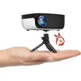 HOPVISION Mini Beamer 7500L, Full HD 1080P Projektor, Tragbar für Heimkino, Camping & Outdoor, 4K Unterstützung, Zoom, Kompatibel mit Handy, Tablet - Weiß