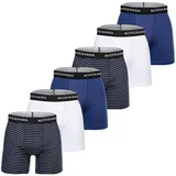 Scotch & Soda Boxershorts Solid Cotton Stretch Blau / Weiß XL 6er Pack