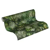 A.S. Création Greenery Vliestapete mit Dschungelmotiv 0,53 x 10,05 m – Grün – Dschungel-Optik Tapete Made in Germany – 372802