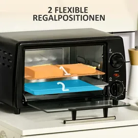 Homcom Minibackofen 10l 750 W schwarz inkl. Backblech + Grillrost + Bodenschale