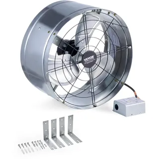 Vevor Abluftventilator Dachboden, 380 x 200 mm, Luftabluftventilator mit einstellbarem Thermostat, Außengitter, 1300 CFM Luftstromkapazität, für Giebel, Dach, Garage, Werkstatt, Zuhause