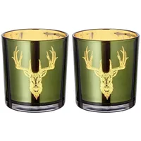 Edzard Teelichtglas Ted Glas Grün/Gold