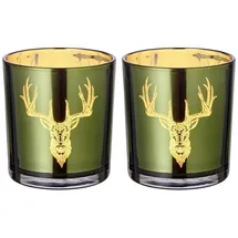 Edzard Teelichtglas Ted Glas Grün/Gold