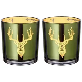 Edzard Teelichtglas Ted Glas Grün/Gold