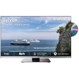 SYLVOX 12 Volt TV, 22 Zoll Camping Travel Fernseher, 1080P Smart Android TV integriertem DVD-Player, Rahmenloser DC/AC Powered Triple Tuner WiFi Bluetooth für Wohnmobil Truck Caravan HGVS Boote