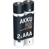 ANSMANN Akku AAA Micro 800 mAh 1,2V NiMH 2 Stück für Geräte mit hohem Stromverbrauch - Wiederaufladbare Batterien maxE - Akkus für Spielzeug Fernbedienung Telefon Kamera uvm - Rechargeable Battery