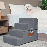 Supet Hundetreppe für kleine, mittelgroße und große Hunde zum Aufsteigen auf das Bett 071801 Treppe 10-grau-4