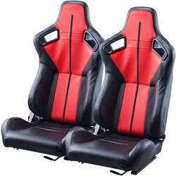VEVOR 2 Rennsitz Verstellbarer Rennstuhl mit PVC-Leder & Q235B Schieber