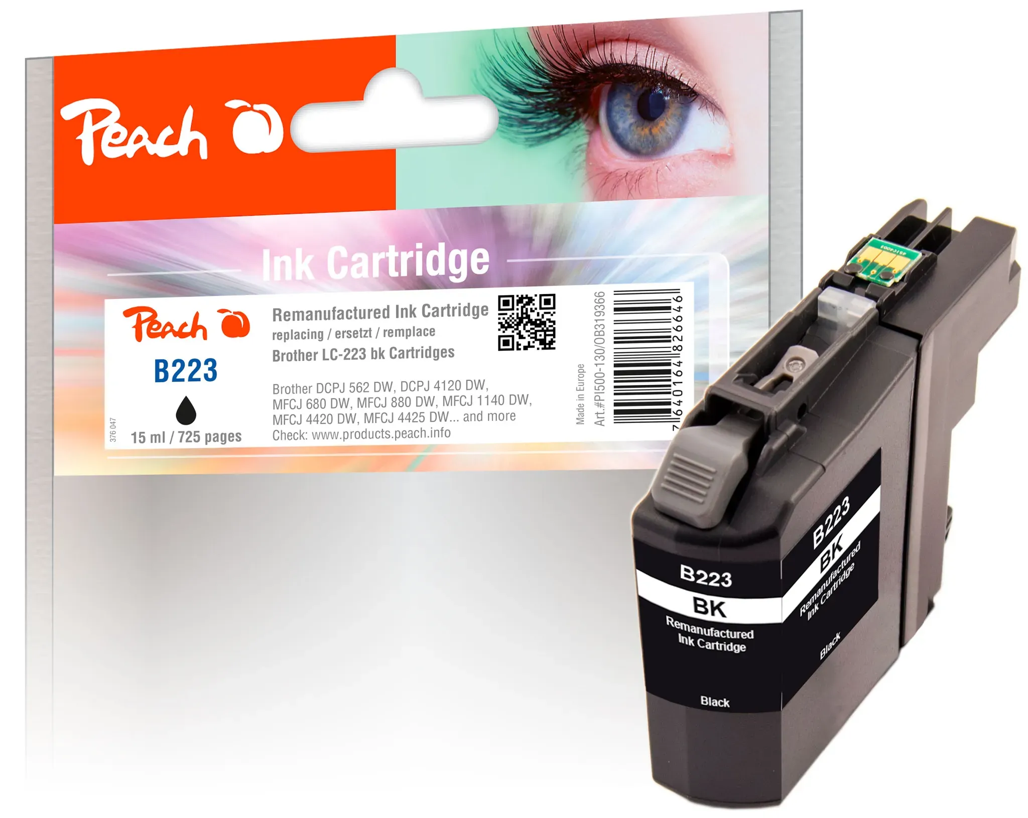 Peach Tintenpatrone schwarz kompatibel zu Brother LC-223BK