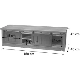 MCW K75 TV-Lowboard 150 x 40 x 43 cm Braun Holz/Metall
