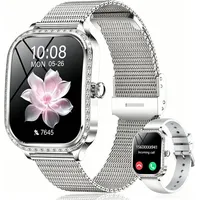 ibettertec Smartwatch Damen Herren, Neueste Fitness Uhr mit Anruffunktion Smartwatch (4,45 cm/1,75-Zoll-TFT-LCD-Touchscreen Zoll) IP68 Wasserdicht,Uhren Watch für Android IOS, Fitnessuhr Tracker mit Pulsmesser Schrittzähler Schlafmonitor silberfarben
