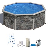 myPOOL Rundpool Set 5-tlg. 460 x 132 cm grau inkl. Sandfilteranlage