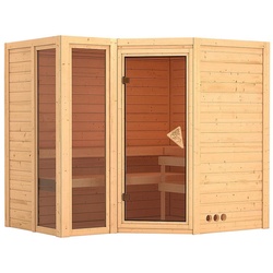 KARIBU Sauna »Kunda«, für 4 Personen, ohne Ofen - beige