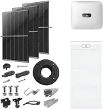 PV-Komplettanlage 10 kWp mit Huawei Wechselrichter 10 kW + Stromspeicher 15,0 kWh, 24 Solarmodulen Glas-Glas black frame & Montagesystem Aufdach (* 0% MwSt. gem. §12 Abs. 3 UstG)