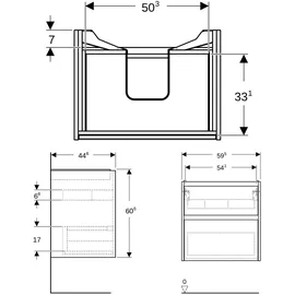 Geberit Waschtischunterschrank 2 Schubladen 59,5 x 60,6 x 44,6 cm Weiß