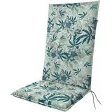 Doppler Auflage Hochlehner Living Palmen Petrol I Gartenstuhl-Polster 119x48x6cm aus Baumwolle & Polyester I Sitzauflage weich & bequem I Sitzkissen zum Festbinden an Gartenstuhl