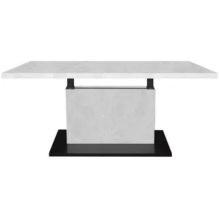 Harper Couchtisch - schwarz matt - weiß - Keramik-Optik - höhenverstellbar