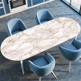 Highdi 3D Elastische Tischdecke Oval Abwaschbar, Spanntischdecke Oval Gartentischdecke Outdoor Oval Tischdecke mit Gummizug für Esszimmer, Küche (107x152cm(42"x60"),Nebel 6)