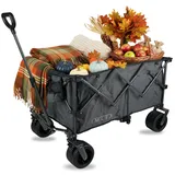 Bollerwagen faltbar XXL Handwagen IM-4211 190L | Tragkraft 120KG | Faltbarer Bollerwagen breite Reifen fürs Gelände, ideal als Strandwagen, Gartenwagen für Festival, Camping und Outdoor (Anthrazit)