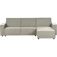 Beliani 3-Sitzer Ecksofa Stoff beige linksseitig mit Schlaffunktion ROMEDAL II