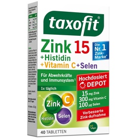 taxofit Zink 15 + Histidin + Vitamin C + Selen Depot Tabletten 40 St.