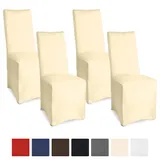 Beautissu Leona Stuhlhusse 95x45cm Ecru Stretch Bankett 4tlg