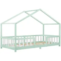 [en.casa] Kinderbett Treviolo 90 x 200 cm Kiefer massiv mintgrün/weiß