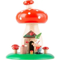 Richard Glässer GmbH Seiffen Erzgebirgische Volkskunst Richard Glässer GmbH Weihnachtsszene Glässer Volkskunst 'Räuchernder Fliegenpilz mit Zwerg Höhe: 13cm NEU Räucherfigur Rauchmann Räuchermännel