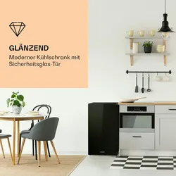 Klarstein Luminance Frost Kühlschrank 91L Crisper-Fach 2 Glasböden Schwarz