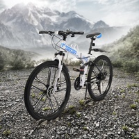 26 Zoll MTB Mountainbike 21 Gang Klappfahrräd Erwachsene fahrräd Blau & Weiß 26"