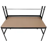 MCW Packstation MCW-J84, Packtisch Arbeitstisch Werktisch, Rollenhalter höhenverstellbar, Holz Stahl 183x183x90cm, schwarz