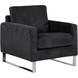 Beliani Sessel VIND Cord 78 x 113 x 93 cm Schwarz mit Kissen