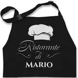 Kinderschürze Schürze Kinder Jungen Mädchen - Pizzaschürze - Ristorante di Name | Geschenk Pizza Zubehör | Pizzabäcker I Pizza Fan - 7-14 Jahre - Schwarz - personalisiertes mütze - 7-13 Jahre