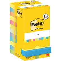 Post-it 8 + 4 GRATIS: Post-it® Energetic Collection Haftnotizen farbsortiert, 8 Blöcke + GRATIS 4 Blöcke