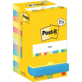 Post-it 8 + 4 GRATIS: Post-it® Energetic Collection Haftnotizen farbsortiert, 8 Blöcke + GRATIS 4 Blöcke