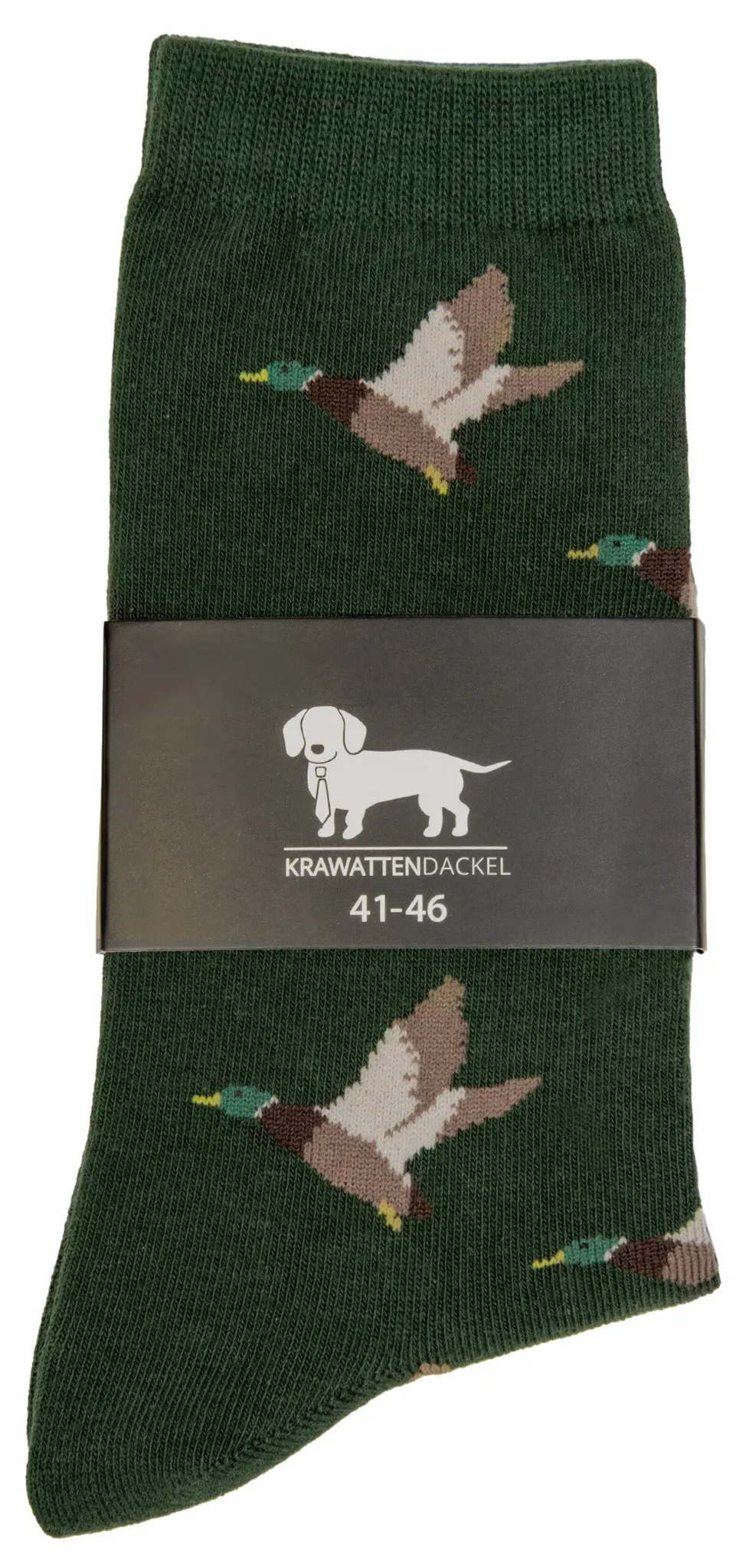 Krawattendackel Socken mit Ente, grün-bunt, 41/46