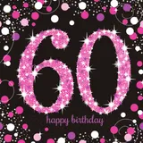 Amscan Pink Sparkling Celebration 60th Luncheon Napkins 33cm /16