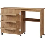 Vicco Carmen, Eiche, 118 x 77.5 cm mit 3 Regalfächer, Nähzubehör, Braun
