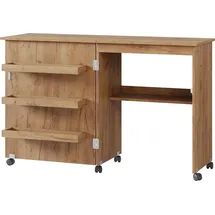 Vicco Carmen, Eiche, 118 x 77.5 cm mit 3 Regalfächer, Nähzubehör, Braun
