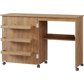 Vicco Carmen, Eiche, 118 x 77.5 cm mit 3 Regalfächer, Nähzubehör, Braun