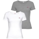 Levis Levi's® T-Shirt »Mini-Logo«, (2 tlg., 2er-Pack), mit kleiner Markenlogo-Stickerei auf der Brust, weiß