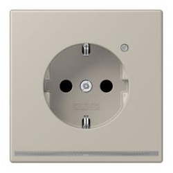 Jung SCHUKO-Steckdose mit LED-Orientierungslicht und Helligkeitssensor (Edelstahl)