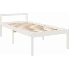 vidaXL Seniorenbett mit Kopfteil Weiß Massivholz